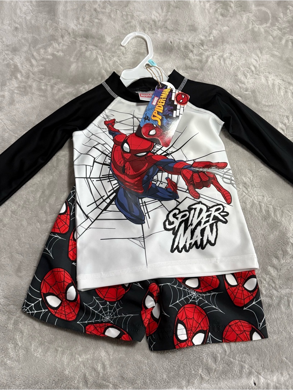 Marvel Spider-Man Red, Black & White Kids Rashguard Swim Set